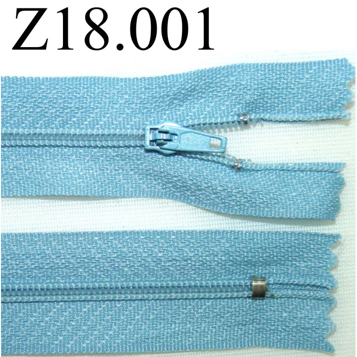 fermeture éclair  longueur 18 cm couleur bleu non séparable zip nylon largeur 2.5 cm