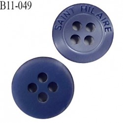 Bouton 11 mm très haut de gamme Saint Hilaire 4 trous couleur bleu marine diamètre 11 mm épaisseur 2.5 mm prix à l'unité