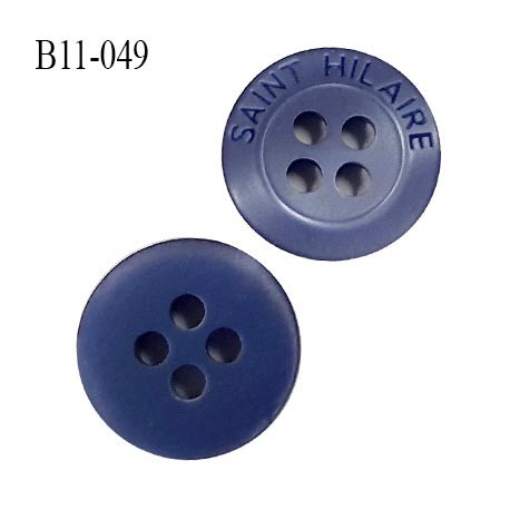 Bouton 11 mm très haut de gamme Saint Hilaire 4 trous couleur bleu marine diamètre 11 mm épaisseur 2.5 mm prix à l'unité