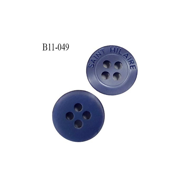 Bouton 11 mm très haut de gamme Saint Hilaire 4 trous couleur bleu marine diamètre 11 mm épaisseur 2.5 mm prix à l'unité