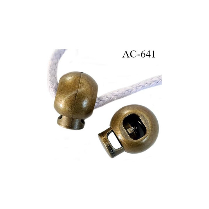 Arrêt cordon stop cordon pvc rond couleur laiton  diamètre 18 mm hauteur 21 mm idéal pour cordon de 3 a 6 mm prix à l'unité