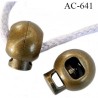 Arrêt cordon stop cordon pvc rond couleur laiton  diamètre 18 mm hauteur 21 mm idéal pour cordon de 3 a 6 mm prix à l'unité