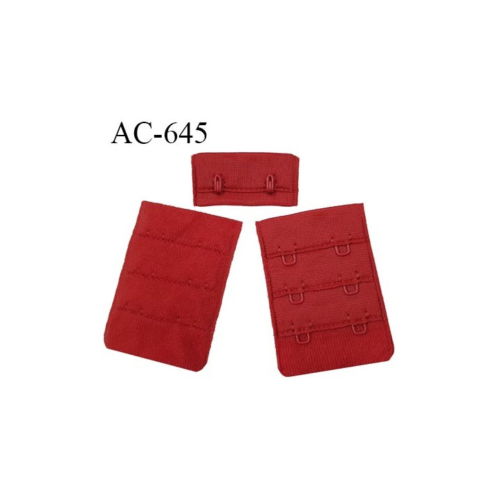 Agrafe 38 mm attache rallonge soutien-gorge 3 rangées 2 crochets couleur rouge brique fabrication européenne