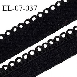 Elastique lingerie picot 7 mm + 2 mm picot couleur noir grande marque fabriqué en France largeur 7 mm + 2 prix au mètre