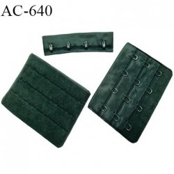 Agrafe attache 76 mm rallonge de soutien-gorge 3 rangées 4 crochets largeur 76 mm hauteur 57 mm couleur vert bouteille foncé