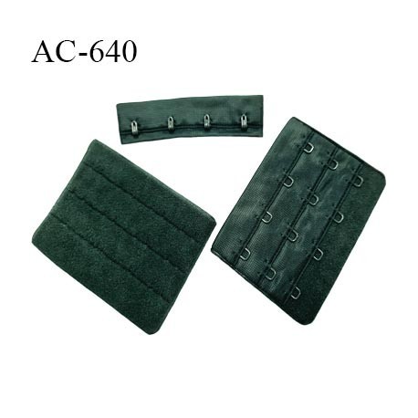 Agrafe attache 76 mm rallonge de soutien-gorge 3 rangées 4 crochets largeur 76 mm hauteur 57 mm couleur vert sapin