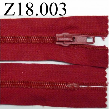 fermeture éclair longueur 18 cm couleur rouge non séparable zip nylon largeur 2.5 cm