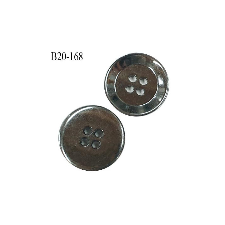 Bouton 20 mm haut de gamme couleur gris chromé 4 trous diamètre 20 mm épaisseur 3 mm prix à l'unité