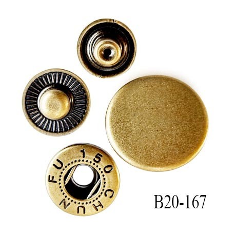 Bouton pression 20 mm métal couleur laiton vieilli diamètre 20 mm ensemble  de 4 pièces par bouton