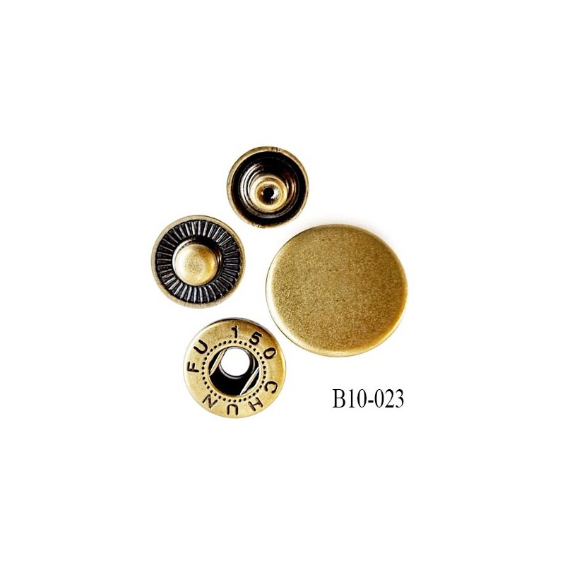 bouton pression 10 mm métal couleur acier brillant diamètre 10 mm ensemble  de 4 pièces par bouton