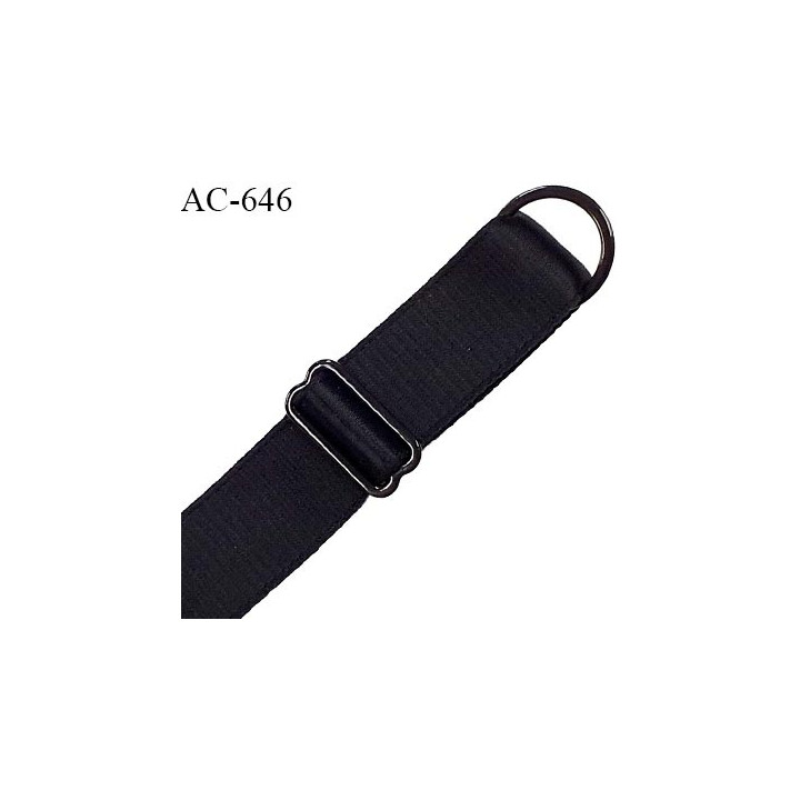 Bretelle lingerie SG 20 mm très haut de gamme couleur noir satiné avec 1 barrette + 1 anneau longueur 38.5 cm prix à l'unité