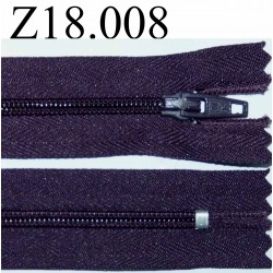 fermeture zip à glissière longueur 18 cm couleur violet foncé non séparable zip nylon largeur 2.5 cm