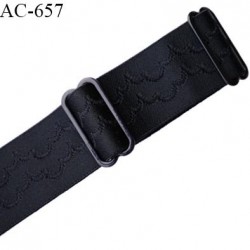 Bretelle 19 mm lingerie SG couleur noir avec motif longueur 42 cm avec 2 barrettes très haut de gamme prix à la pièce