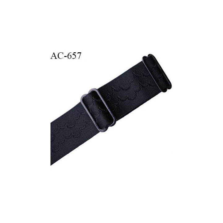 Bretelle 19 mm lingerie SG couleur noir avec motif longueur 42 cm avec 2 barrettes très haut de gamme prix à la pièce