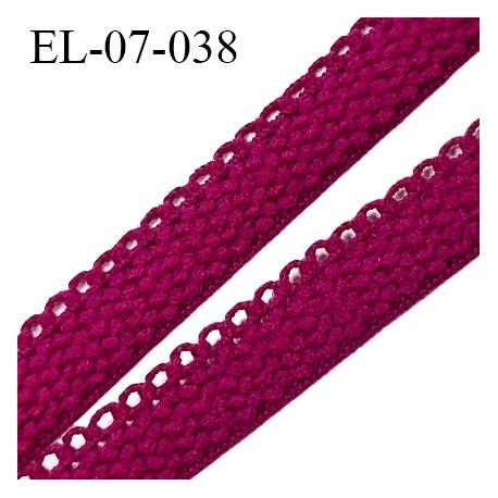 Elastique lingerie picot 7 mm + 2 mm picot couleur pivoine grande marque fabriqué en France largeur 7 mm + 2 prix au mètre