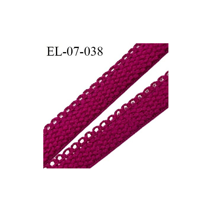 Elastique lingerie picot 7 mm + 2 mm picot couleur pivoine grande marque fabriqué en France largeur 7 mm + 2  prix au mètre