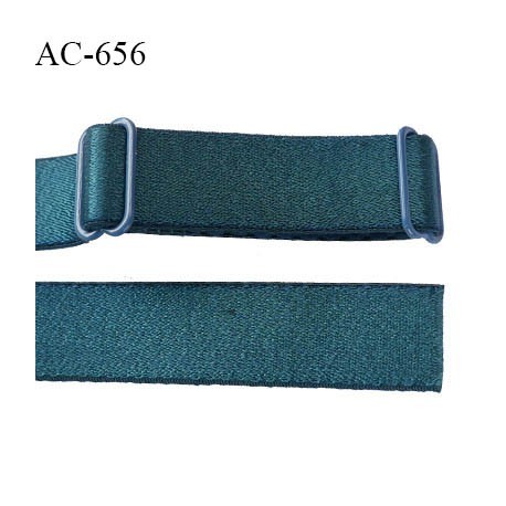 Bretelle 16 mm lingerie SG couleur vert ou fleur de lagune brillant haut de gamme 2 barrettes longueur 42 cm prix à la pièce