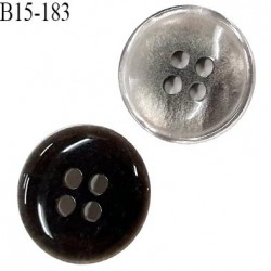 Bouton 15 mm haut de gamme couleur gris nacré 4 trous diamètre 15 mm épaisseur 3 mm prix à l'unité