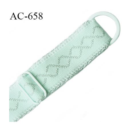 Bretelle lingerie 20 mm haut gamme vert lagon avec 1 barrette + 1 anneau métal thermolaqué longueur 37 cm prix à l'unité