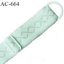 Bretelle lingerie 16 mm haut gamme vert lagon avec 1 barrette + 1 anneau métal thermolaqué longueur 37 cm prix à l'unité