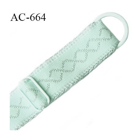 Bretelle lingerie 16 mm haut gamme vert lagon avec 1 barrette + 1 anneau métal thermolaqué longueur 37 cm prix à l'unité