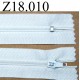 fermeture éclair blanche longueur 18 cm couleur blanc non séparable zip nylon largeur 2.5 cm
