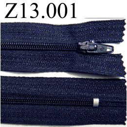 fermeture éclair longueur 13 cm couleur bleu foncé  non séparable zip nylon largeur 2.5 cm