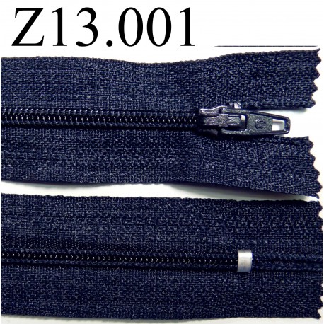 fermeture éclair longueur 13 cm couleur bleu foncé non séparable zip nylon largeur 2.5 cm