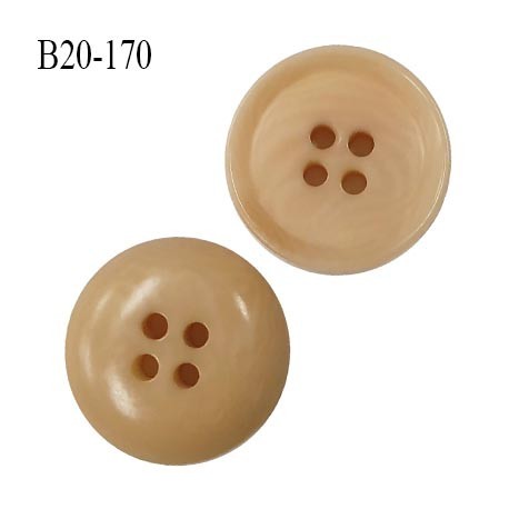 Bouton 20 mm haut de gamme couleur beige marbré 4 trous diamètre 20 mm épaisseur 4 mm prix à l'unité