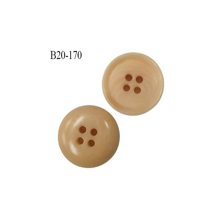Bouton 20 mm haut de gamme couleur beige marbré 4 trous diamètre 20 mm épaisseur 4 mm prix à l'unité