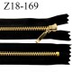 Fermeture 18 cm zip métal couleur noir et or non séparable longueur 18 cm largeur 2.8 cm glissière métal doré largeur 4.5 mm