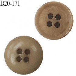 Bouton 20 mm haut de gamme couleur beige marbré 4 trous diamètre 20 mm épaisseur 4.5 mm prix à l'unité
