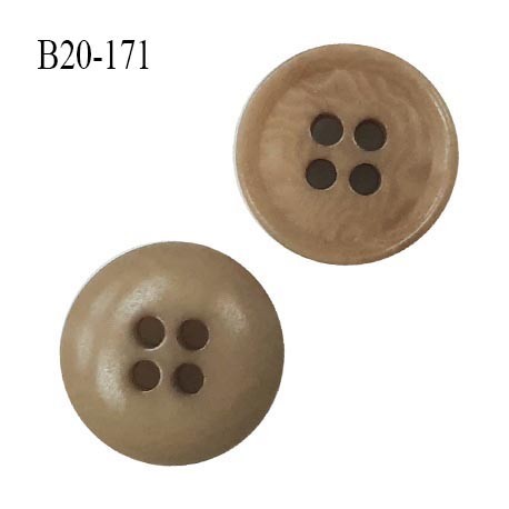 Bouton 20 mm haut de gamme couleur beige marbré 4 trous diamètre 20 mm épaisseur 4.5 mm prix à l'unité