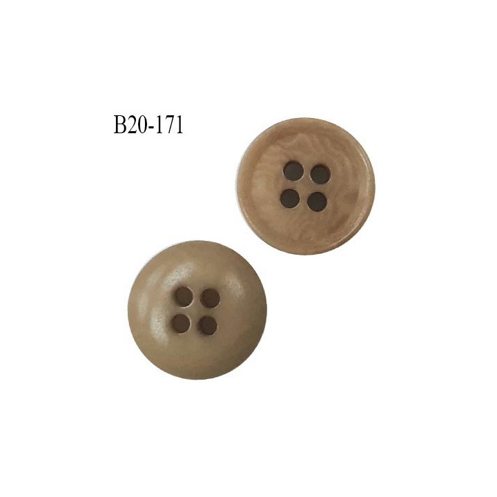 Bouton 20 mm haut de gamme couleur beige marbré 4 trous diamètre 20 mm épaisseur 4.5 mm prix à l'unité