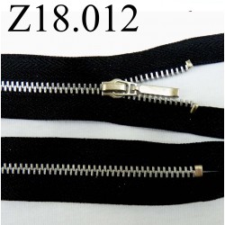 fermeture zip à glissière longueur 18 cm couleur noir non séparable zip métal largeur 2.5 cm