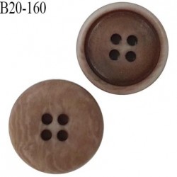 bouton 20 mm couleur marron marbré 4 trous diamètre 20 mm