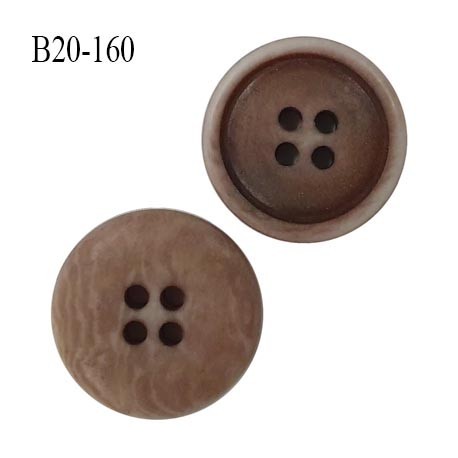 bouton 20 mm couleur marron marbré 4 trous diamètre 20 mm