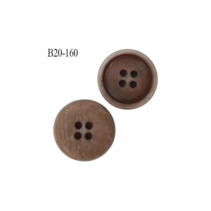 bouton 20 mm couleur marron marbré 4 trous diamètre 20 mm