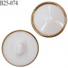 Bouton 25 mm dôme en pvc couleur blanc et doré accroche avec un anneau un diamètre 25 mm épaisseur 12 mm prix à l'unité