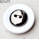 bouton 25 mm en pvc couleur chromé acier et blanc très beau 2 trous diamètre 25 millimètres épaisseur 7.5 mm