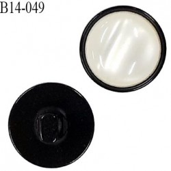 Bouton 14 mm couleur ivoire nacré et noir diamètre 14 mm épaisseur 8 mm accroche avec un anneau prix à l'unité