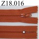 fermeture éclair longueur 18 cm couleur orange non séparable zip nylon largeur 2.5 cm