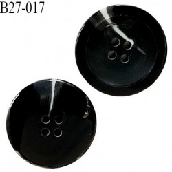 Bouton 27 mm en pvc couleur noir veiné blanc 4 trous diamètre 27 mm épaisseur 6 mm prix à l'unité