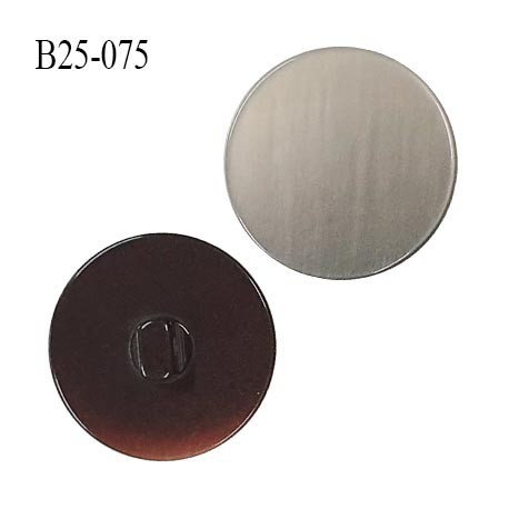 Bouton 25 mm en pvc couleur gris avec reflets nacrés diamètre 25 mm épaisseur 7 mm accroche avec un anneau prix à l'unité