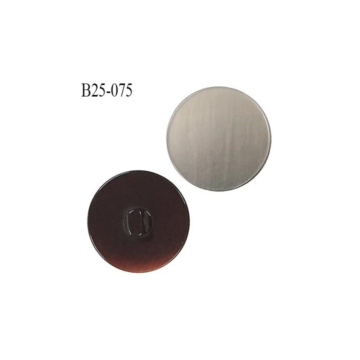 Bouton 25 mm en pvc couleur gris avec reflets nacrés diamètre 25 mm épaisseur 7 mm accroche avec un anneau prix à l'unité