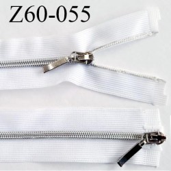 Fermeture zip 60 cm double curseur couleur blanc séparable largeur 3 cm zip métal largeur du zip 5 mm prix à l'unité