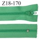 Fermeture zip 18 cm non séparable couleur vert largeur 28 mm glissière nylon largeur 4 mm longueur 18 cm prix à l'unité