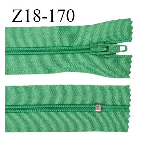 Fermeture zip 18 cm non séparable couleur vert largeur 28 mm zip nylon longueur 18 cm prix à l'unité