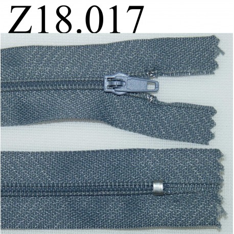 fermeture éclair longueur 18 cm couleur gris tirant sur le bleu non séparable zip nylon largeur 2.5 cm