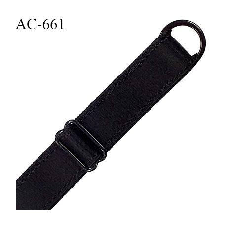 Bretelle lingerie SG 20 mm très haut de gamme couleur noir satiné avec 1 barrette + 1 anneau prix à l'unité